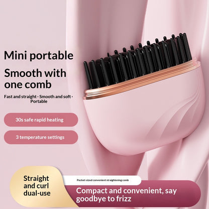 mini wireless hair straightener brush portable fast heating combo for smooth hair anywhere