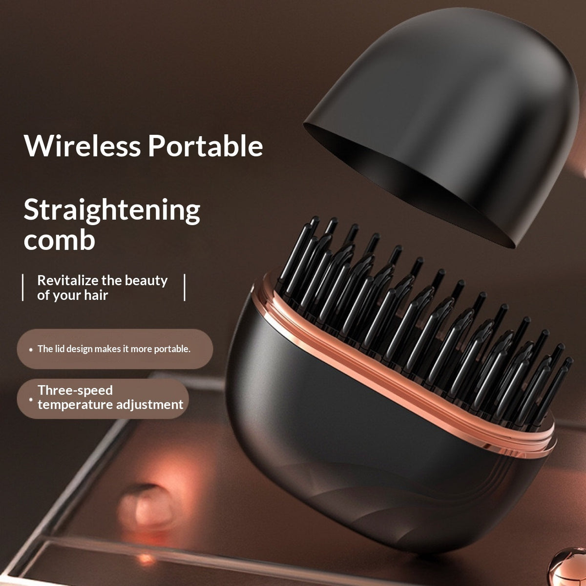 mini wireless hair straightener brush portable fast heating combo for smooth hair anywhere
