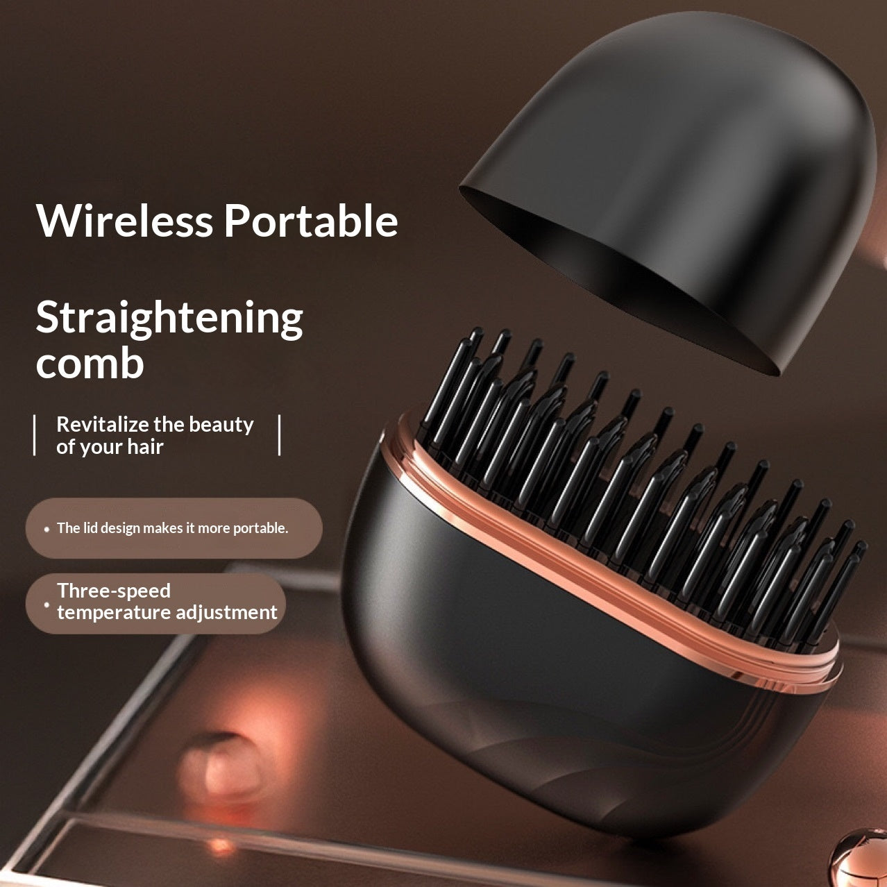 mini wireless hair straightener brush portable fast heating combo for smooth hair anywhere