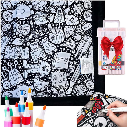 DIY Coloring Blanket With Markers DIY Coloring Blanket With Marking Pen