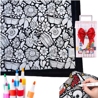 DIY Coloring Blanket With Markers DIY Coloring Blanket With Marking Pen