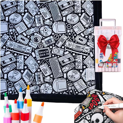 DIY Coloring Blanket With Markers DIY Coloring Blanket With Marking Pen