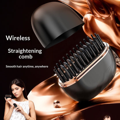 mini wireless hair straightener brush portable fast heating combo for smooth hair anywhere