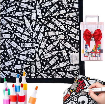 DIY Coloring Blanket With Markers DIY Coloring Blanket With Marking Pen